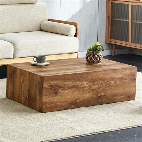 Amazon.com: Wood Grain Coffee Table Wood Grain,Rectangle Wooden Center ...