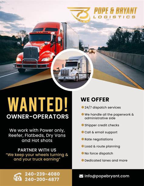Wanted! Owner-Operators with authority