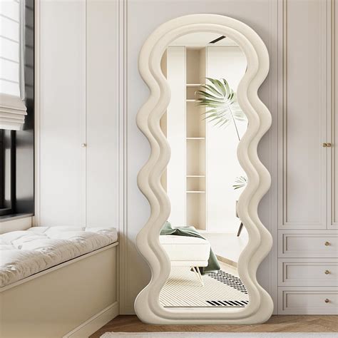 Amazon.com: Dewfig Full Length Mirror, 63" x 24"Irregular Wavy Mirror ...