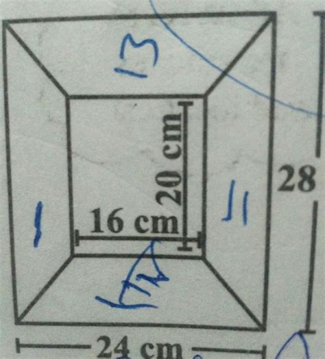 Diagram of the adjacent picture frame has outer dimension = 24 cm x 28 ...