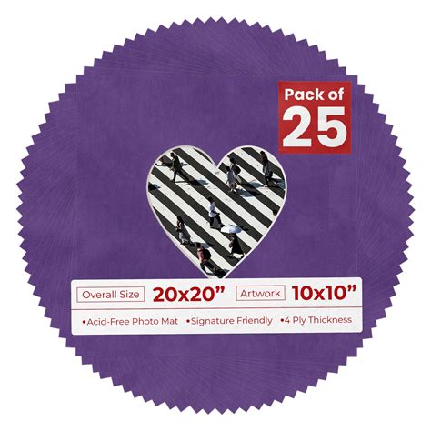 Purple Suede Mat Board for 20x20 Frames - Heart Opening for 10x10 ...