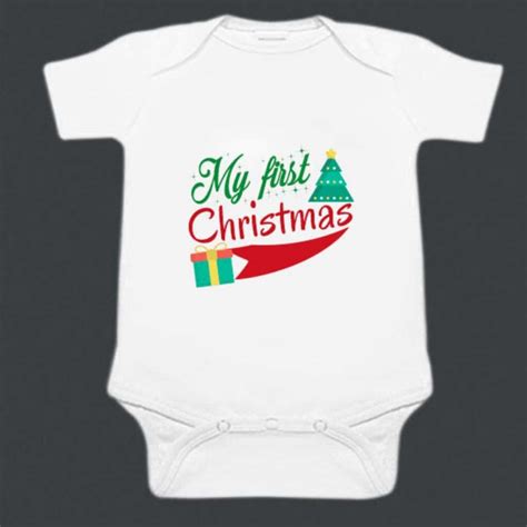 Personalized My First Christmas Baby Romper, Custom Bodysuit