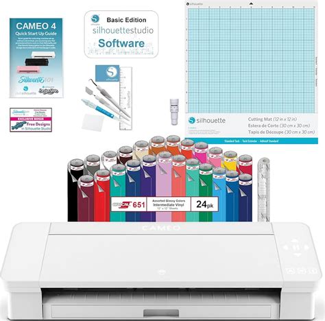 Silhouette Cameo 4 White Bundle - 4 Rolls of Vinyl, 8 Sheets ...