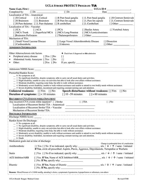 Fillable Online UCLA STROKE PROTECT PROGRAM TIA Fax Email Print - pdfFiller