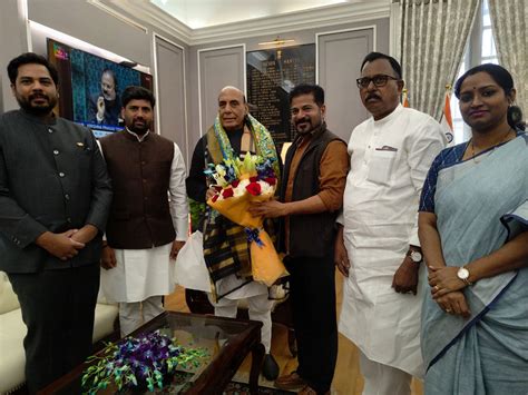 Telangana CM Revanth Reddy meets Defence Minister Rajnath Singh, briefs ...