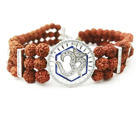 Buy Rudraksha Bracelet For Men With 92.50 Silver CZ Diamond Om ...