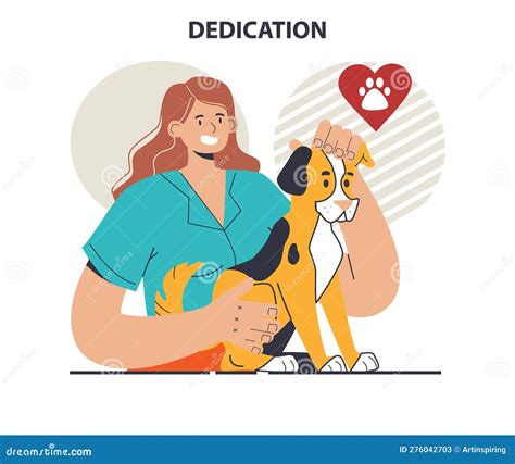 Dedication Concept. Character Hugging a Dog Stock Vector - Illustration ...