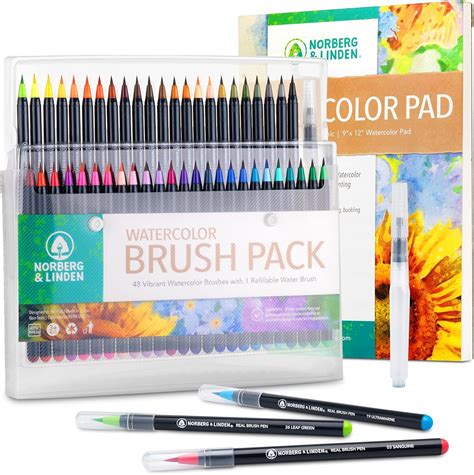Buy Norberg & Linden Real Waterbrush Set - 48 Watercolor Paint Markers ...