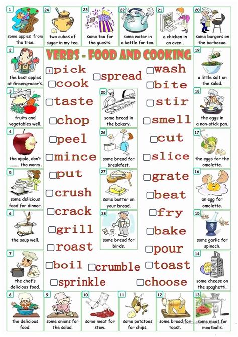 Image result for Basic Cooking Terms Worksheet