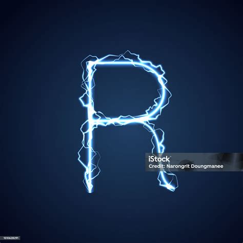 Blue Lightning Style Letter Or Alphabet R Lightning And Thunder Bolt Or Electric Font Glow And ...