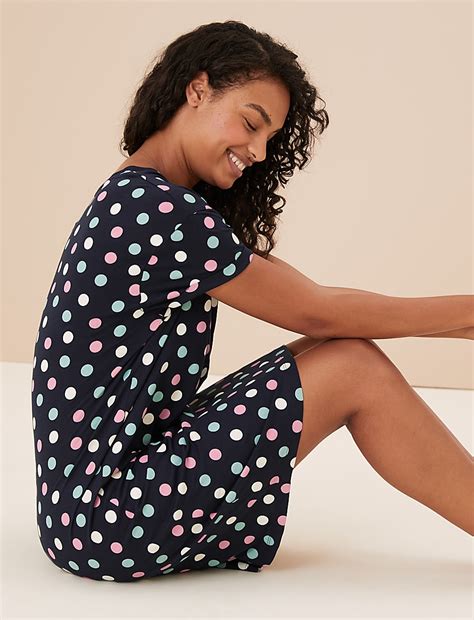 Buy Pure Cotton Spot Print Short Nightdress at Marks & Spencer