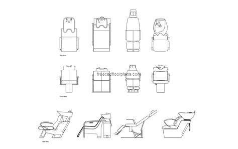 Beauty Salon Chairs - Free CAD Drawings