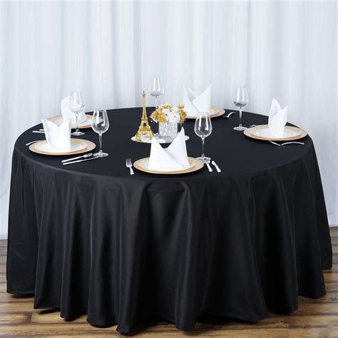 120" Black Seamless Premium Polyester Round Tablecloth | Round ...