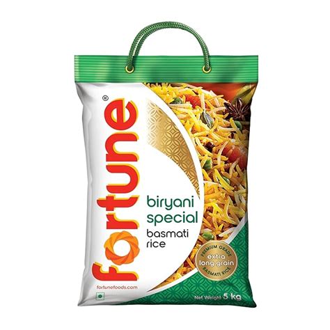 FORTUNE Biryani Special Basmati Rice, 5 kg |Extra Long Grain Basmati ...
