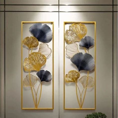 Vertical Golden Spilt Panel Frame Metal Wall Art (12 x 31 Inches) – Hansart