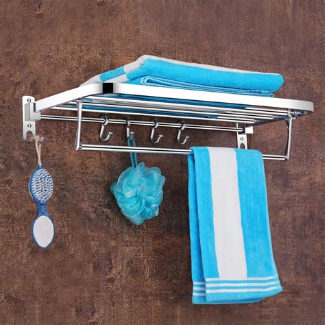 Plantex Stainless Steel Folding Towel Holder for Bathroom/Towel Rack ...