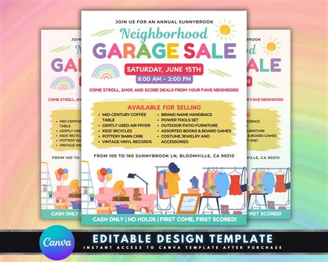 Buy Neighborhood Garage Sale Flyer, DIY Flyer Template Design, Garage ...