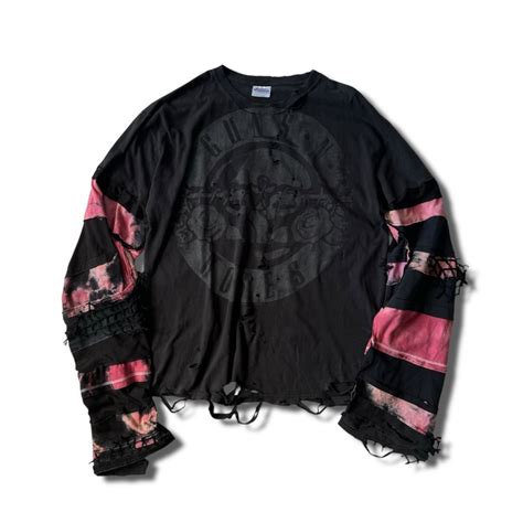 ♾ORIGINAL REMAKE♾ "GUNS 'N' ROSES" remake custom long sleeve Tee size ...