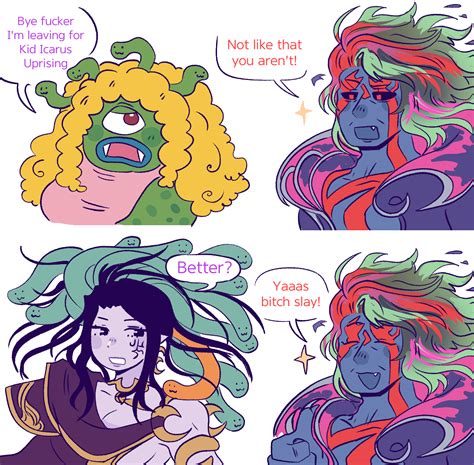 medusa and hades (kid icarus and 2 more) drawn by hoshizora_lone | Danbooru