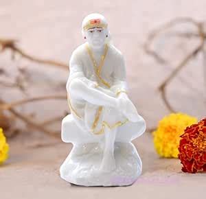 Buy KRISHNAGALLERY1 Polyresin White Sai Baba Murti Statue Shirdi Sai ...