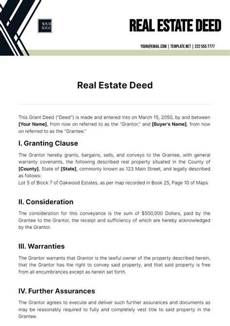 Free Real Estate Deed Template to Edit Online