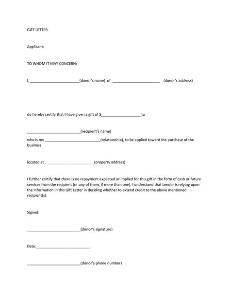 35 Best Gift Letter Templates (Word & PDF) ᐅ TemplateLab