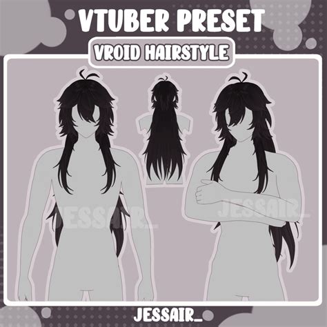 【VRoid Hairstyle Preset】Long Male Hair with Physics | Wolf Cut Style | Vtuber Hairstyle ...