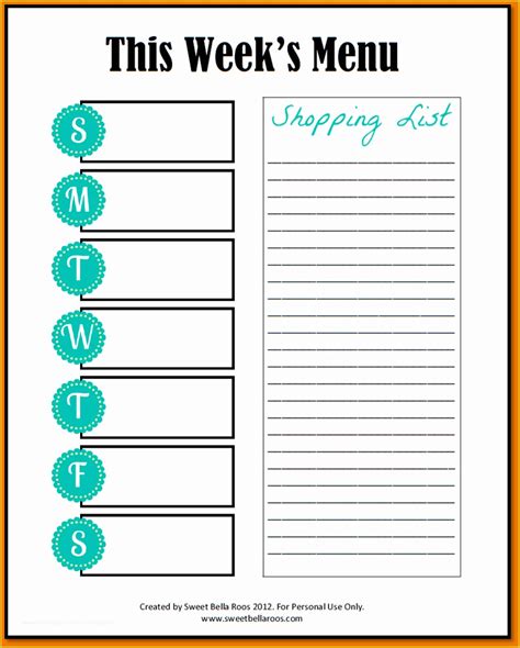 Free Weekly Menu 的图像结果