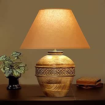 Buy KAPOOR LAMP SHADES Cromwell Large Natural Carved Wood Table lamp ...