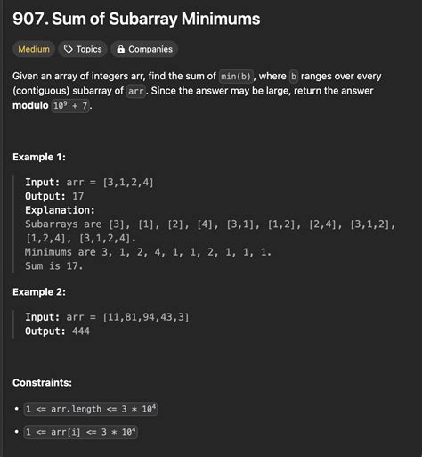 Sum of Subarray Minimums Leetcode 的图像结果