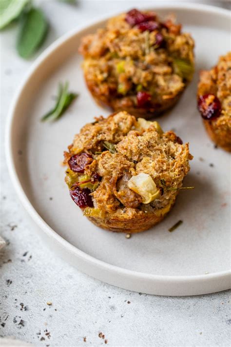 Stuffing Muffins with Sausage, Cranberries & Apples - WellPlated.com
