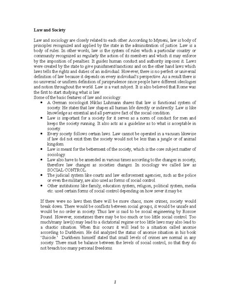 6. Law and Society - Law and Society Law and sociology are closely ...