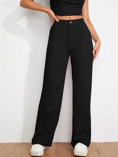SHEIN USA | Black high waisted pants, Dress pants outfits, High waisted ...