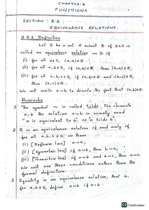 CHAPTER 2: FUNCTIONS - SECTION 2.2: EQUIVALENCE RELATIONS - Studocu
