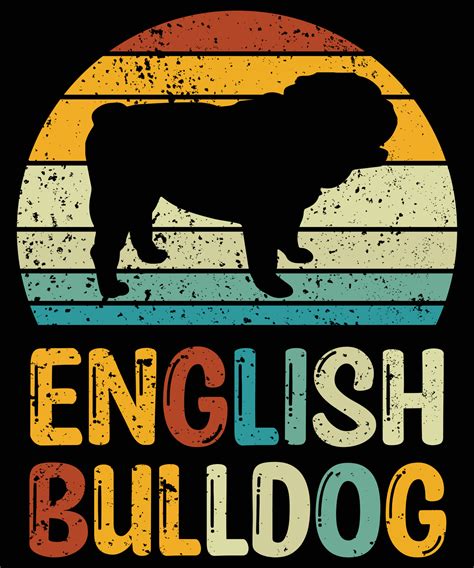 divertido bulldog inglés vintage retro puesta de sol silueta regalos ...