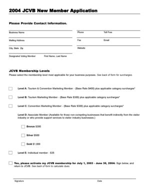 Fillable Online 2004 JCVB New Member Application - Juneau Convention ...