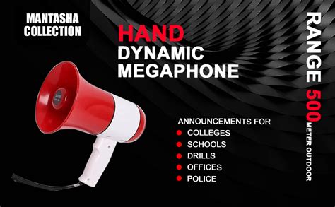 MANTASHA COLLECTION Hand Dynamic Megaphone Audible Range 500meter ...