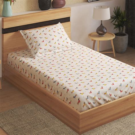 Buy Slate Cotton 150TC Printed 2Pcs Single Bedsheet Set from Home ...