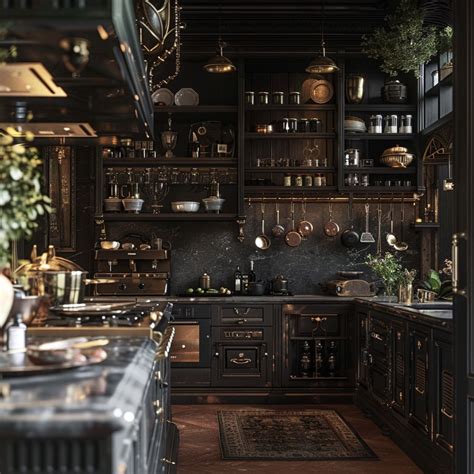 Dark Academia Interior Design Kitchen