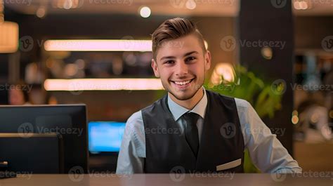 Enthusiastic Front Desk Associates Joyful Smile Reflects Commitment to ...