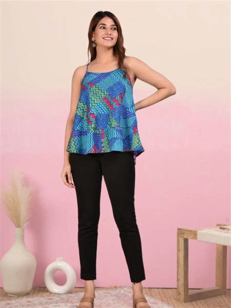 Spaghetti Strap Layered Ruffled Flared Tank Top (MULTI) – Yash Gallery