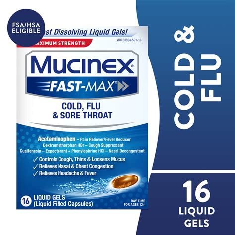 Mucinex Fast-Max Cold, Flu, & Sore Throat Relief Medicine, OTC Cough ...