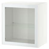 BESTÅ wall-mounted cabinet combination, white light green/Glassvik ...