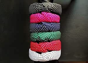 H2T- Polka Dot Hair Band (Color) Set of 6 for Women | Girls (Red, Blue ...
