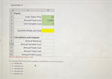 Image result for Break-Even Quantity Example
