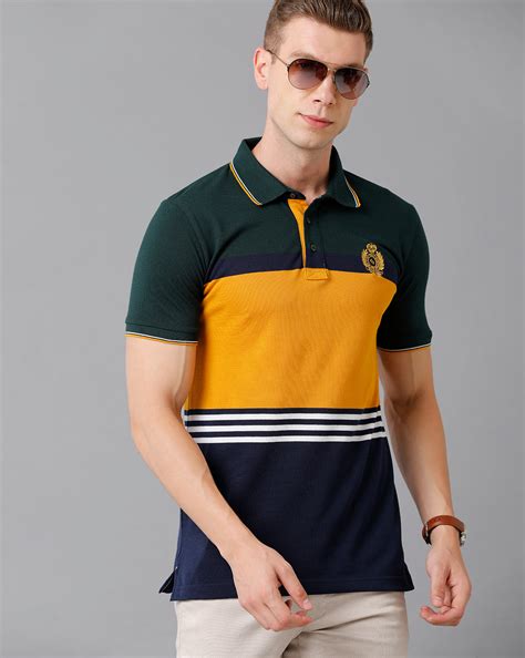 Classic Polo Men's Cotton Blend Striped Slim Fit Multicolor T-Shirt