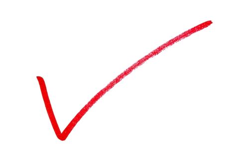 Red check mark on white background representing approval or ...