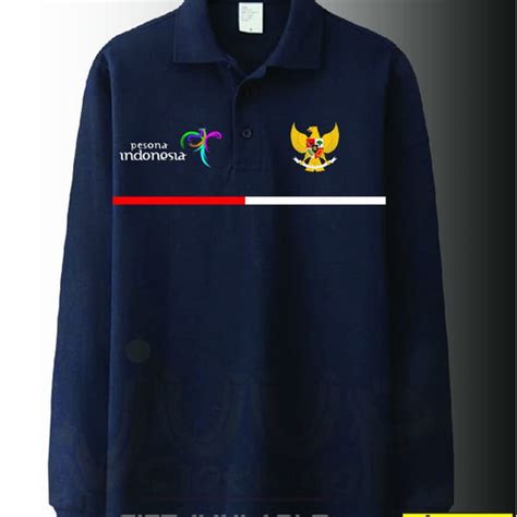 Jual koas kerah pria lengan panjang kebangsaan indonesia polo shirt ...