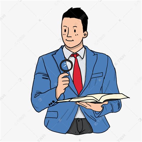 律师穿蓝色西服的男律师插画素材图片免费下载-千库网
