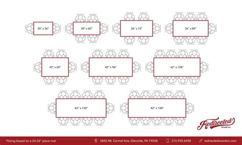 Image result for Rectangular Table Sizes and Seating